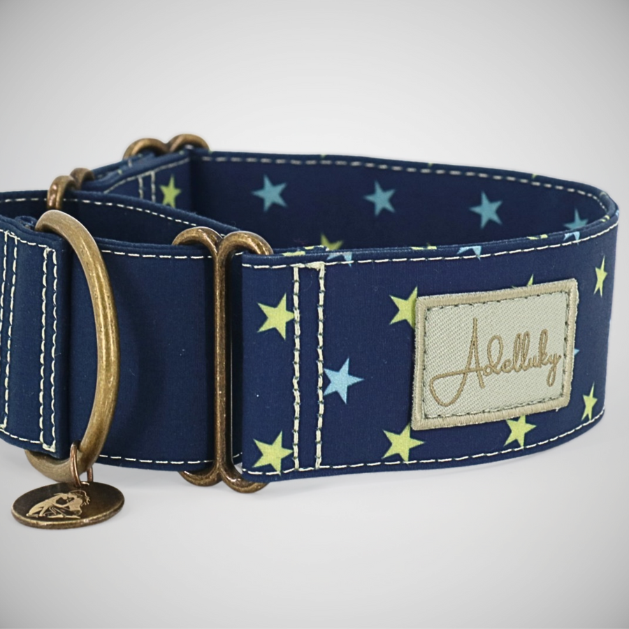 Collar martingale Estrellado en azul para perro de Adelluky