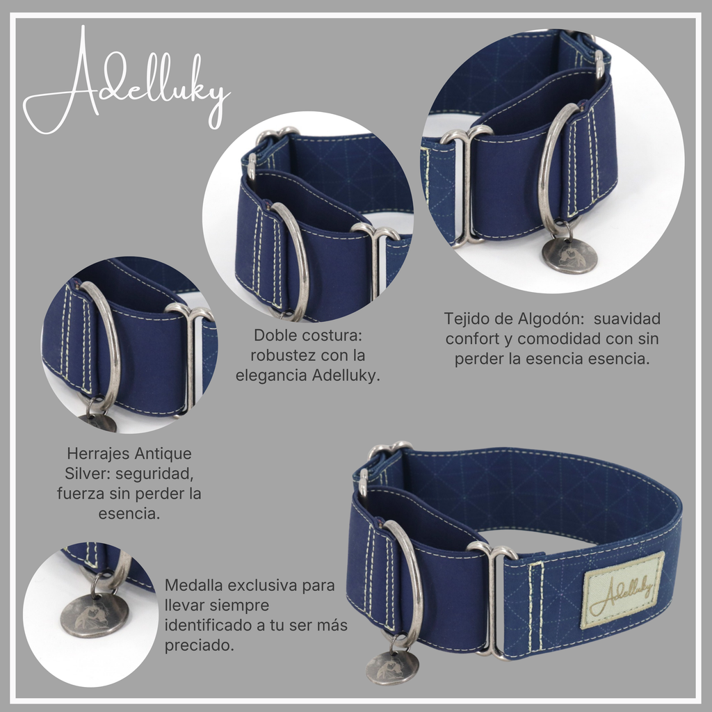 Collar martingale Británico en azul de Adelluky