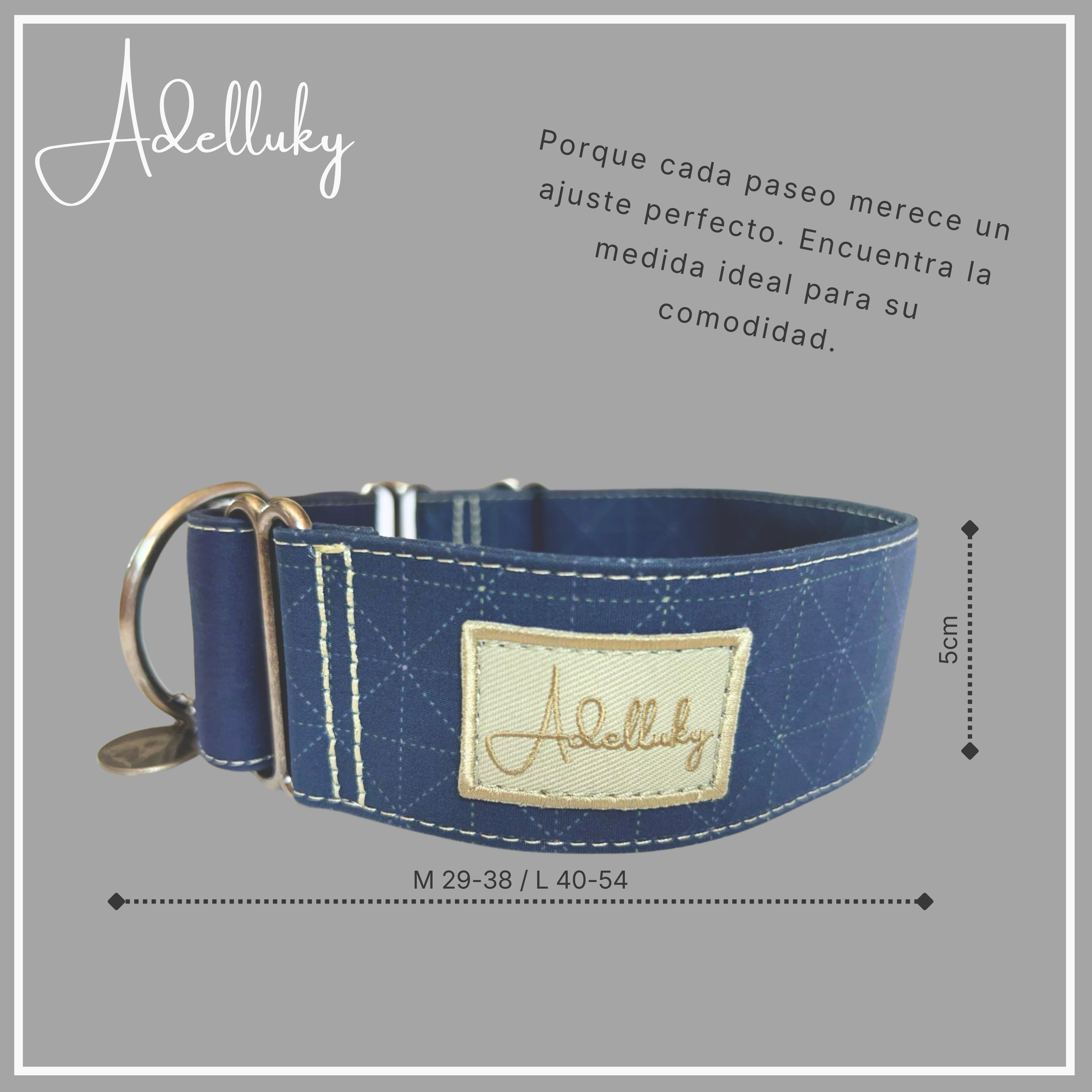 Collar martingale Británico en azul de Adelluky