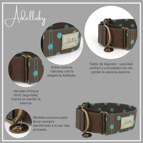Collar martingale Puntos azul de Adelluky