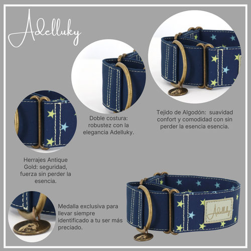 Collar martingale Estrellado en azul de Adelluky