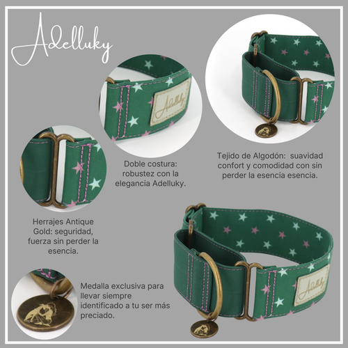Collar martingale Estrellado verde de Adelluky