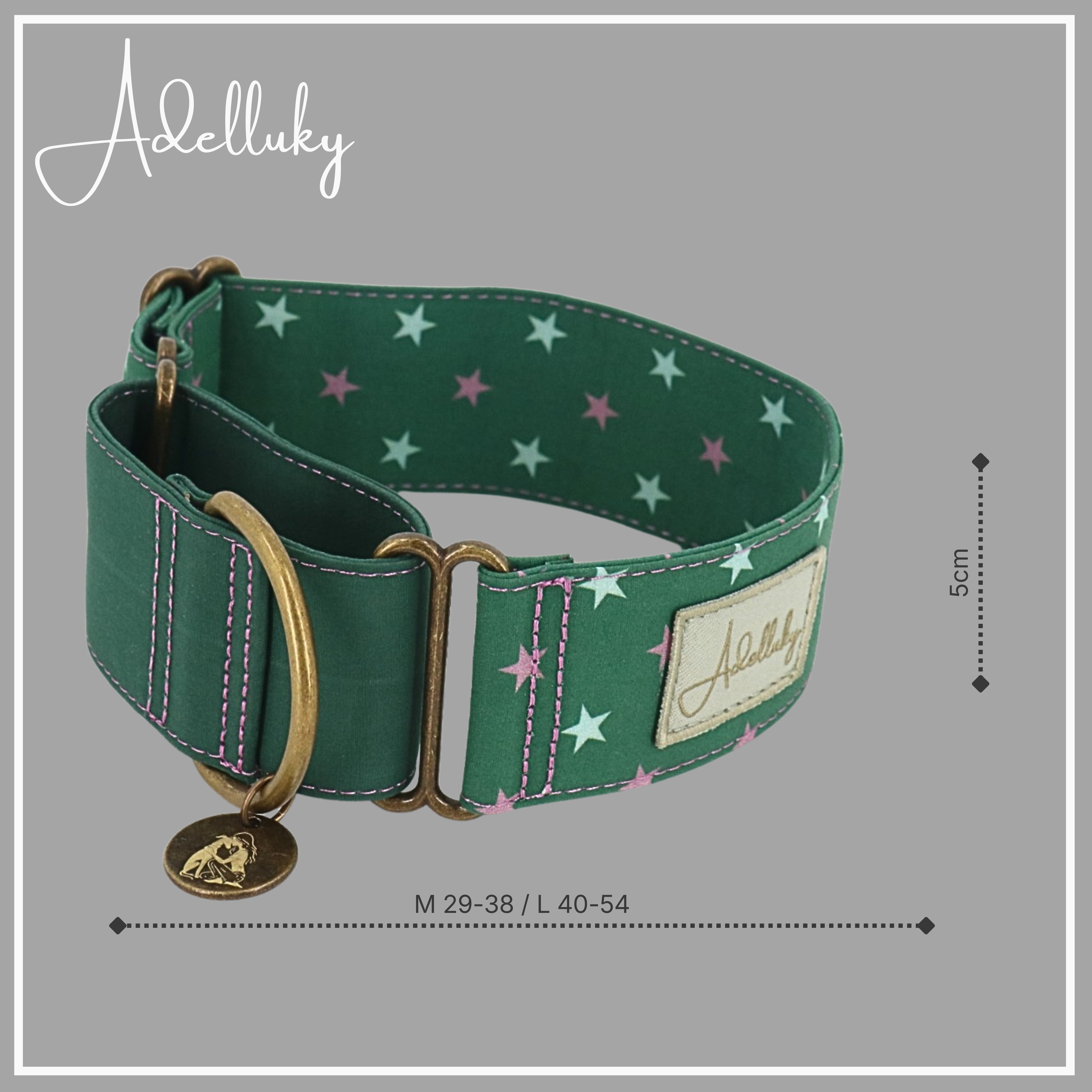 Collar martingale Estrellado verde de Adelluky