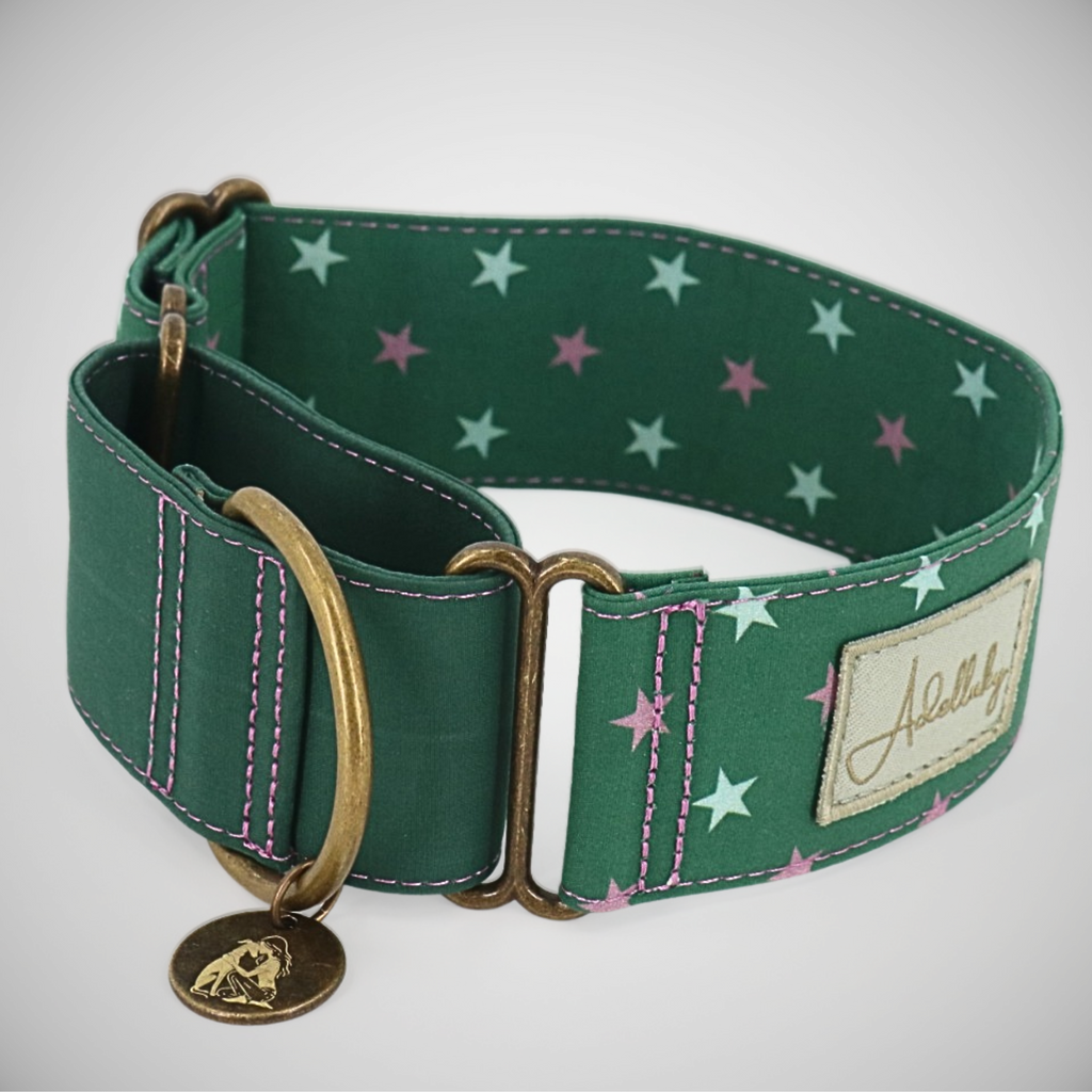 Collar martingale Estrellado verde para perro de Adelluky