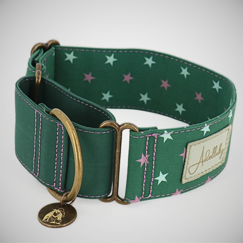 Collar martingale Estrellado verde para perro de Adelluky